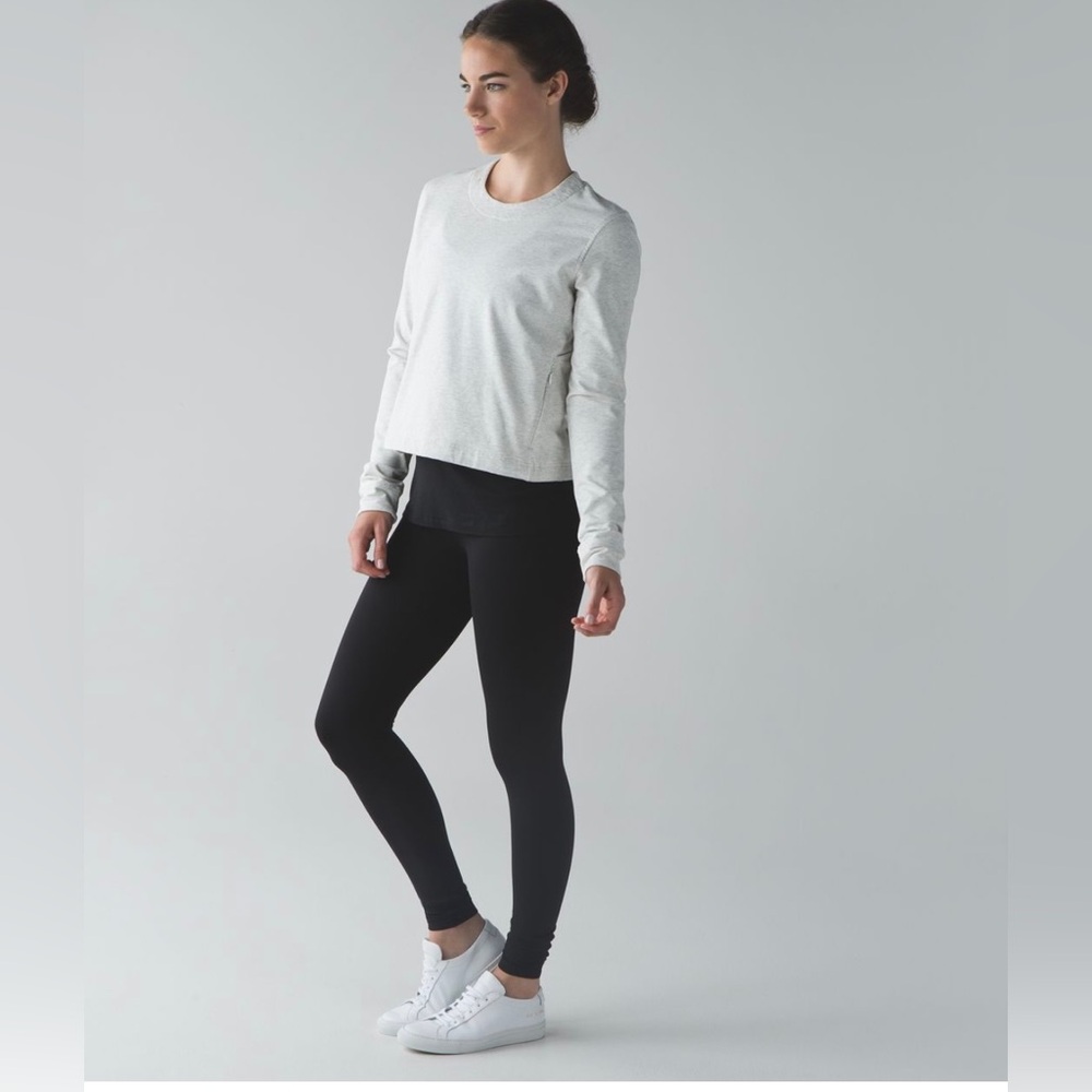Lululemon Athletica Getaway Crew Top In Heathered White